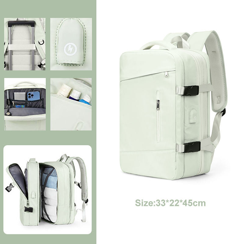 Expandable Laptop Backpack Waterproof USB Bag