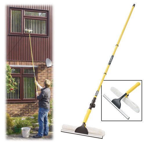 3.5M Telescopic Window Cleaner Lightweight Aluminum Pole with Soft Bristle Brush