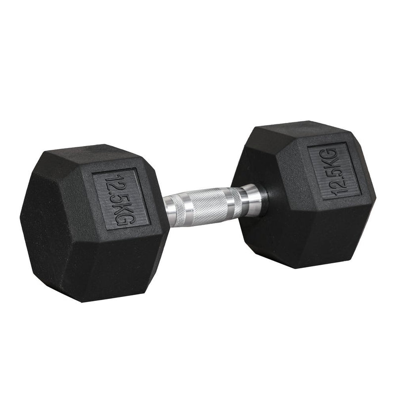 12.5KG Single Rubber Hex Dumbbell – Portable Hand Weight for Home Gym Training