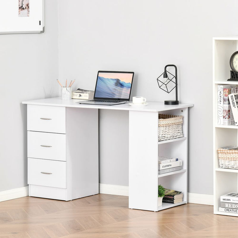 120cm Computer Desk PC Workstation with 3 Shelves and 3 Drawers