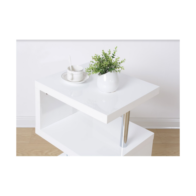 3 Layer WHITE Coffee Table with BLUE LED Light - EFFULGENCE