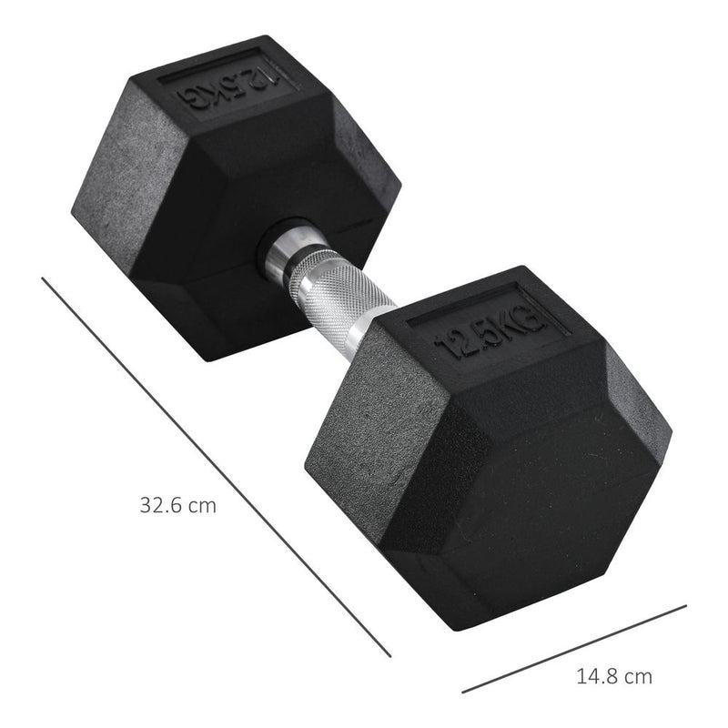 12.5KG Single Rubber Hex Dumbbell – Portable Hand Weight for Home Gym Training