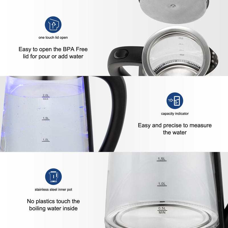 Blue Glass Electric Kettle