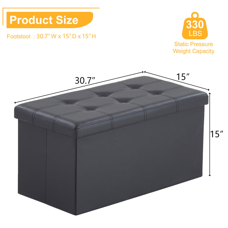 Foldable Storage Footstool Black