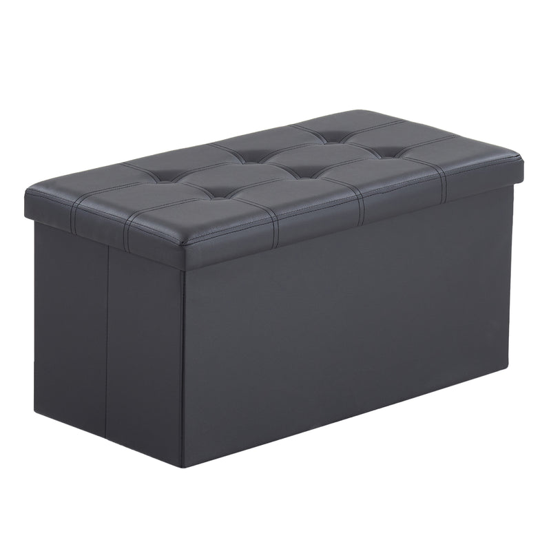 Foldable Storage Footstool Black